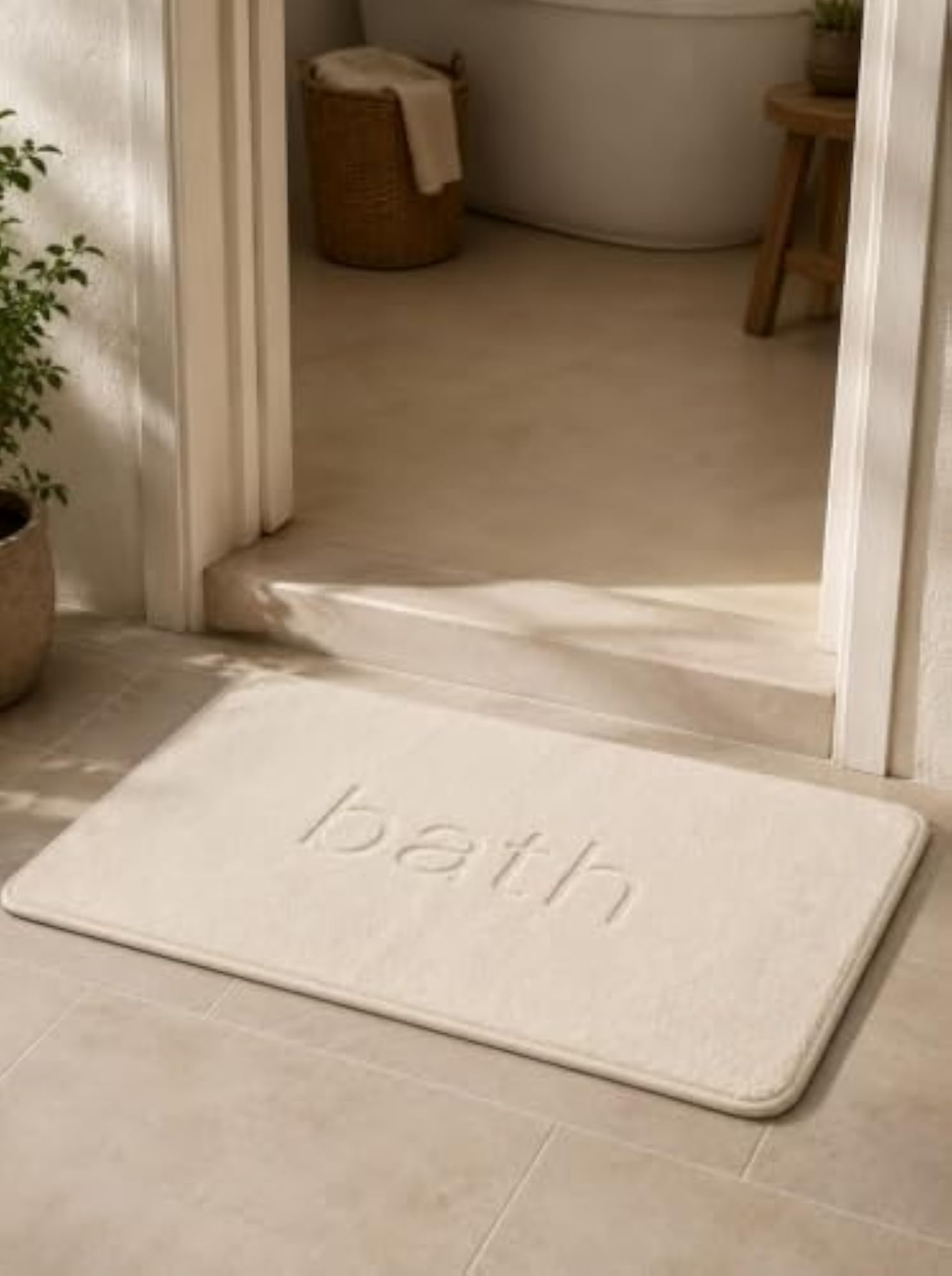 Bathroom Mat Soft Absorbent Rug with Embossed Design
